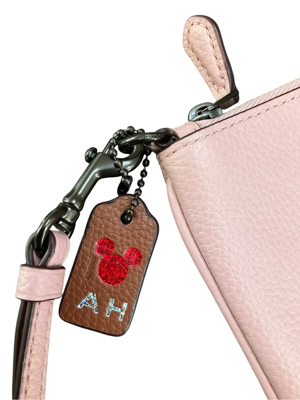 Disney X Coach Pink Daisy Duck Leather Wristlet EUC